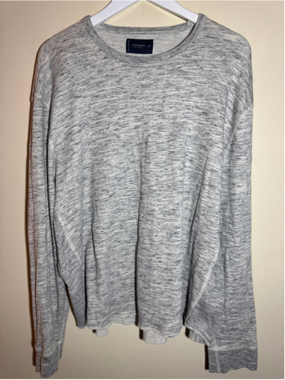 Lucky Brand Long Sleeve Waffle Knit Tee, XXL, Grey